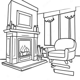 Warm Fireplace Coloring Page 4321-3487