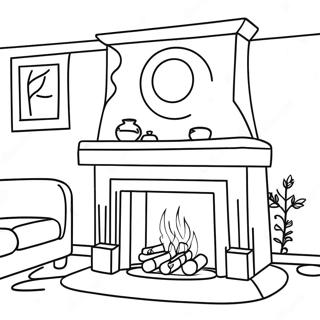 Warm Fireplace Coloring Page 4321-3488