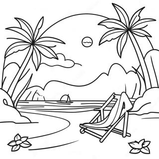 Tropical Beach For Adults Coloring Pages