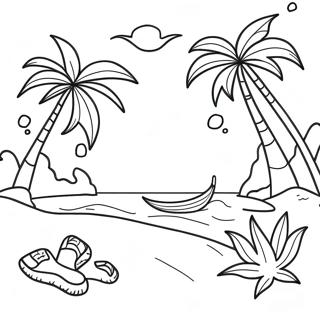 Tropical Beach Scene Coloring Page 43232-36016