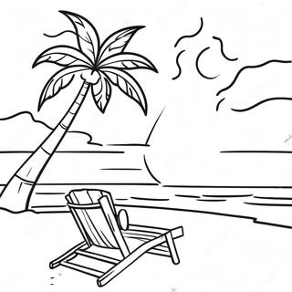 Relaxing Tropical Beach Sunset Coloring Page 43233-35982