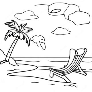 Relaxing Tropical Beach Sunset Coloring Page 43233-35984