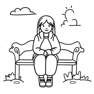 Sad Girl Sitting Alone Coloring Page 43302-36038