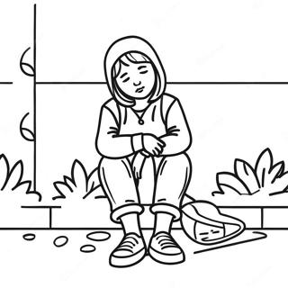 Sad Girl Sitting Alone Coloring Page 43302-36040