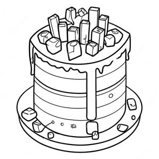 Minecraft Birthday Cake Coloring Page 43342-36068