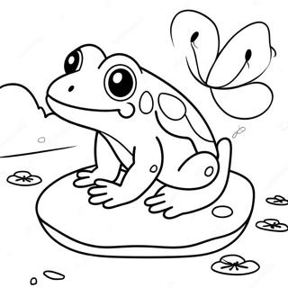 Cute Frog On A Lily Pad Coloring Page 43363-36086