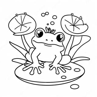 Cute Frog On A Lily Pad Coloring Page 43363-36087