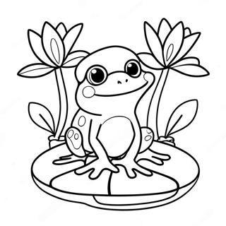 Cute Frog On A Lily Pad Coloring Page 43363-36088