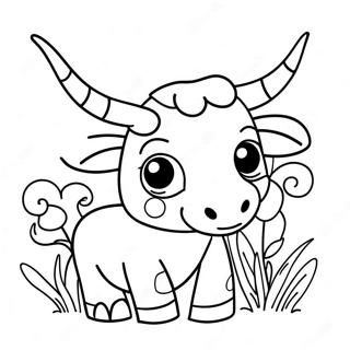 Cute Texas Longhorn With Flowers Coloring Page 43403-36121