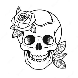 Rose Skull Coloring Page 4340-3498