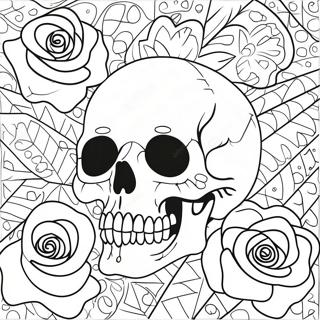 Rose Skull Coloring Page 4340-3499