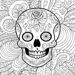 Intricate Rose Skull Design Coloring Page 4341-3502