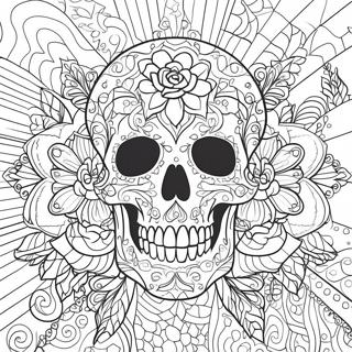 Intricate Rose Skull Design Coloring Page 4341-3503