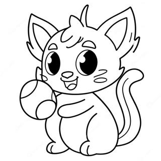 Cute Litten Playing With A Ball Coloring Page 43443-36162