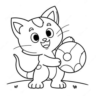 Cute Litten Playing With A Ball Coloring Page 43443-36164