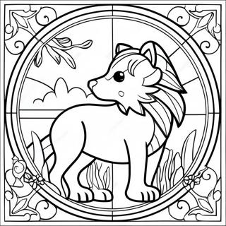 Colorful Animal Stained Glass Window Coloring Page 43453-36157