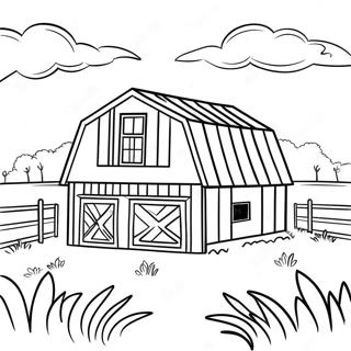 Rustic Barn In A Sunny Field Coloring Page 43483-36178