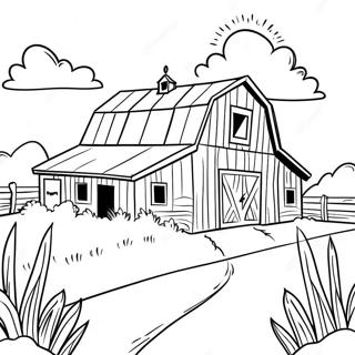 Rustic Barn In A Sunny Field Coloring Page 43483-36179