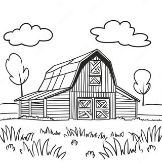 Rustic Barn In A Sunny Field Coloring Page 43483-36180