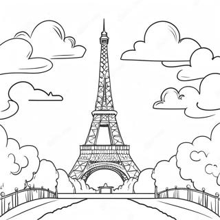 Eiffel Tower At Sunset Coloring Page 43493-36193