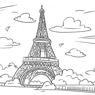 Eiffel Tower At Sunset Coloring Page 43493-36194