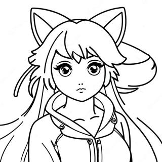 Fox Anime Girl Coloring Page 43512-36208