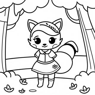 Cute Fox Anime Girl In A Forest Coloring Page 43513-36209