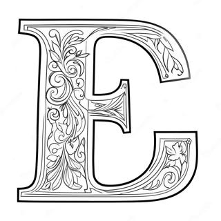 Elegant Letter E Coloring Page 4351-3510