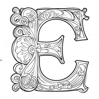 Elegant Letter E Coloring Page 4351-3512