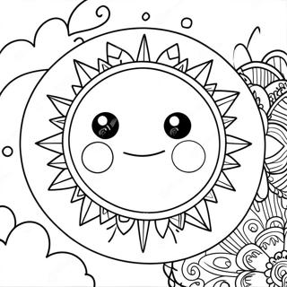 Hippie Sun And Moon Coloring Page 43522-36222