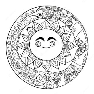 Hippie Sun And Moon For Adults Coloring Pages