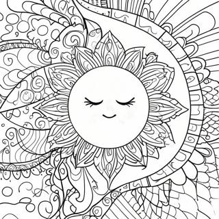 Colorful Hippie Sun And Moon Mandala Coloring Page 43523-36214