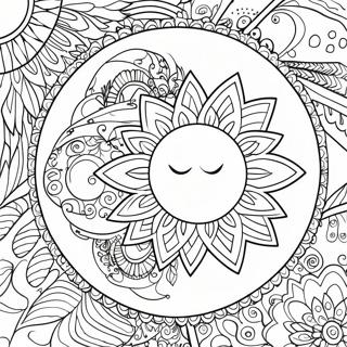 Colorful Hippie Sun And Moon Mandala Coloring Page 43523-36215