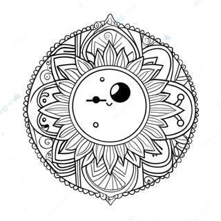 Colorful Hippie Sun And Moon Mandala Coloring Page 43523-36216