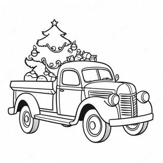 Vintage Christmas Truck With Tree Coloring Page 43573-36255