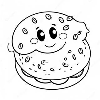 Cute Bagel With Smiling Face Coloring Page 43583-36265