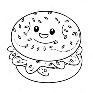 Cute Bagel With Smiling Face Coloring Page 43583-36266