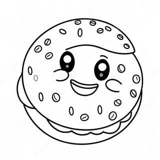 Cute Bagel With Smiling Face Coloring Page 43583-36267