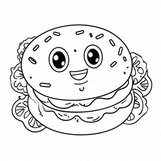 Cute Bagel With Smiling Face Coloring Page 43583-36268