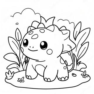 Cute Bulbasaur In A Garden Coloring Page 4361-3517