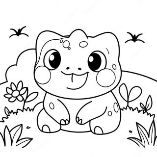 Cute Bulbasaur In A Garden Coloring Page 4361-3520