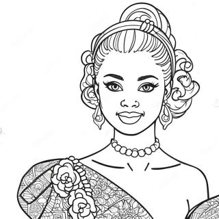 Elegant Black Barbie Fashion Coloring Page 43663-36327