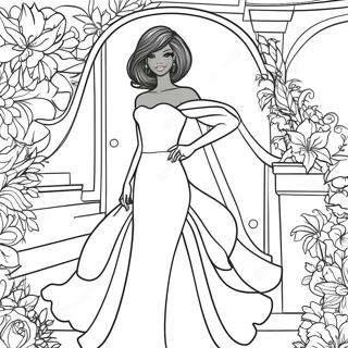 Elegant Black Barbie Fashion Coloring Page 43663-36328