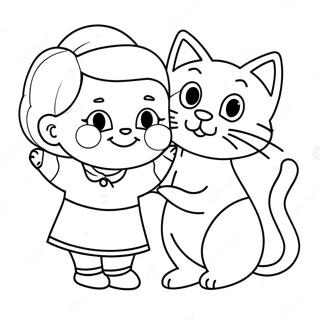 Funny Aunt With A Cat Coloring Page 43693-36352