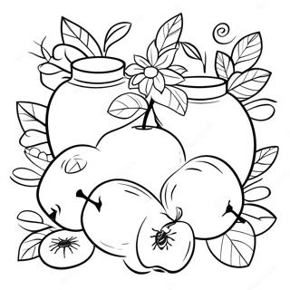 Sweet Apples And Honey Rosh Hashanah Coloring Page 4371-3528