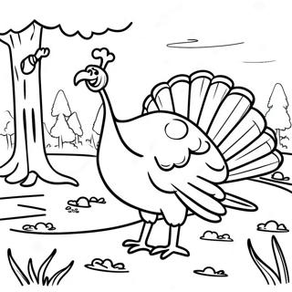 Turkey Hunting Scene Coloring Page 43732-36390