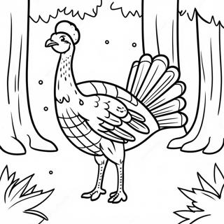 Wild Turkey In Forest Coloring Page 43733-36381