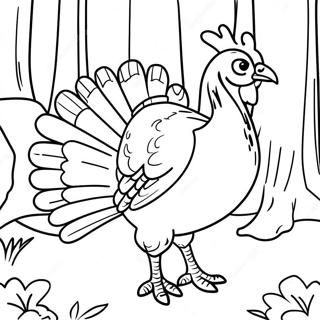 Wild Turkey In Forest Coloring Page 43733-36383