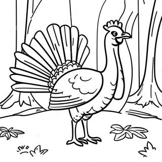 Wild Turkey In Forest Coloring Page 43733-36384