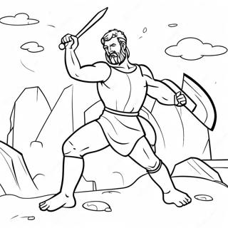 Brave David Defeating Goliath Coloring Page 43773-36419